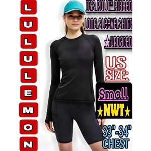 🚺 S US — lululemon It's Rulu™ Run Ribbed Long Sleeve Top LW3INUS [BLACK]